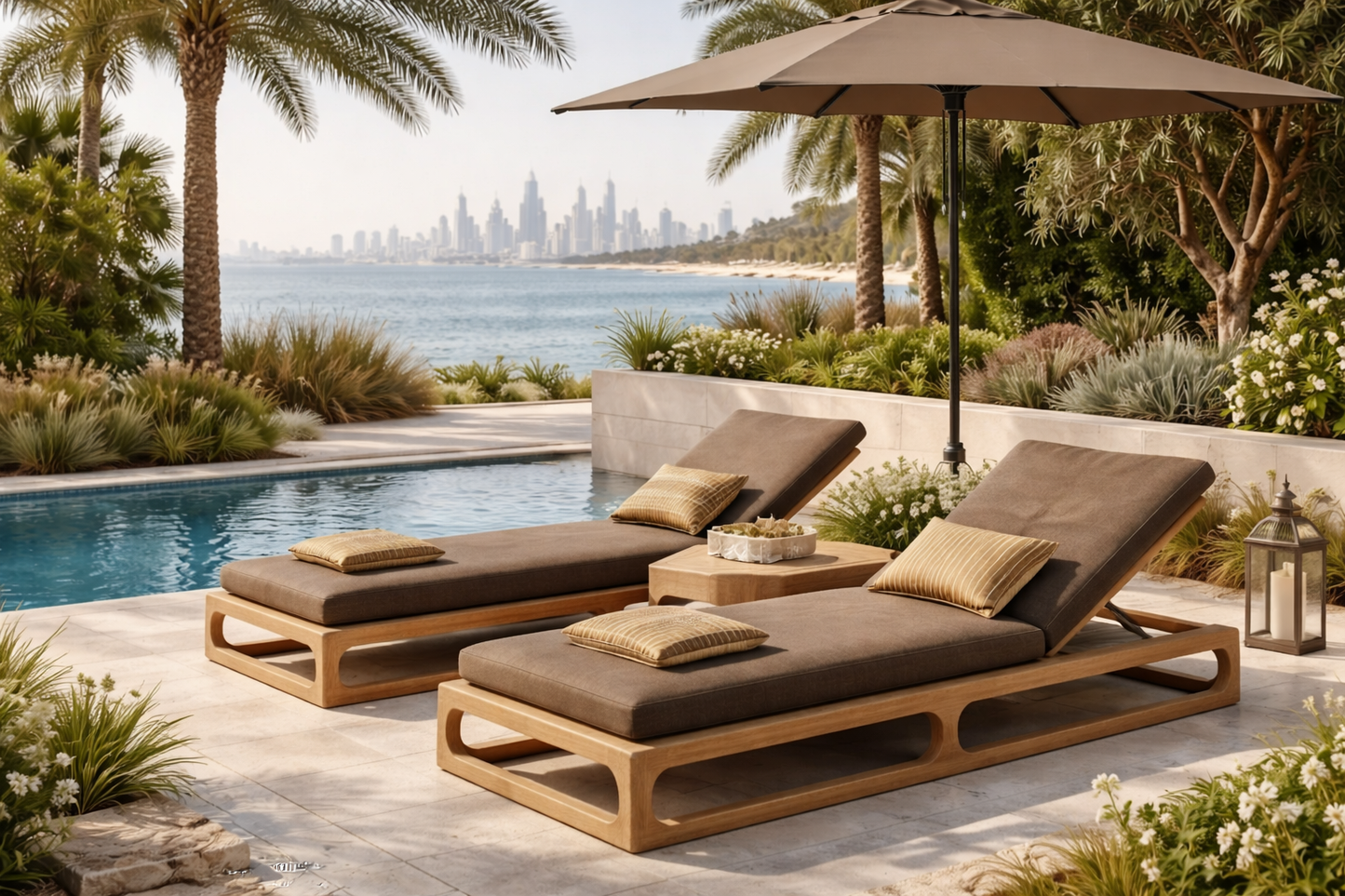 Hayate Solara Teak Sun Lounger Duo