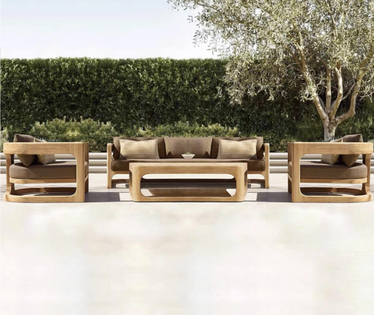 Hayate Arco Teak Outdoor Lounge Collection – 5-Piece Set