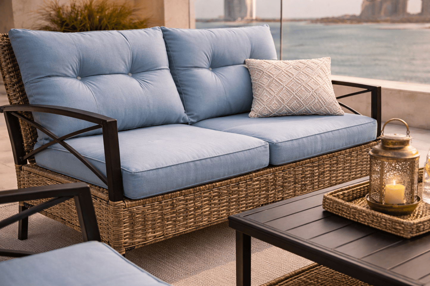 Hayate Azure Patio Lounge Set with Table (4 - Seater) | Luxury Outdoor Furniture | HAYATE