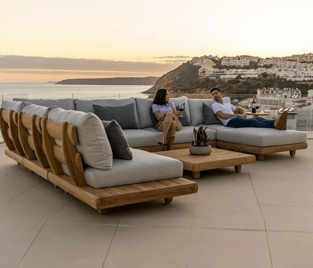 Hayate Cala Teak Modular Outdoor Lounge Set | Luxury Outdoor Furniture | HAYATE
