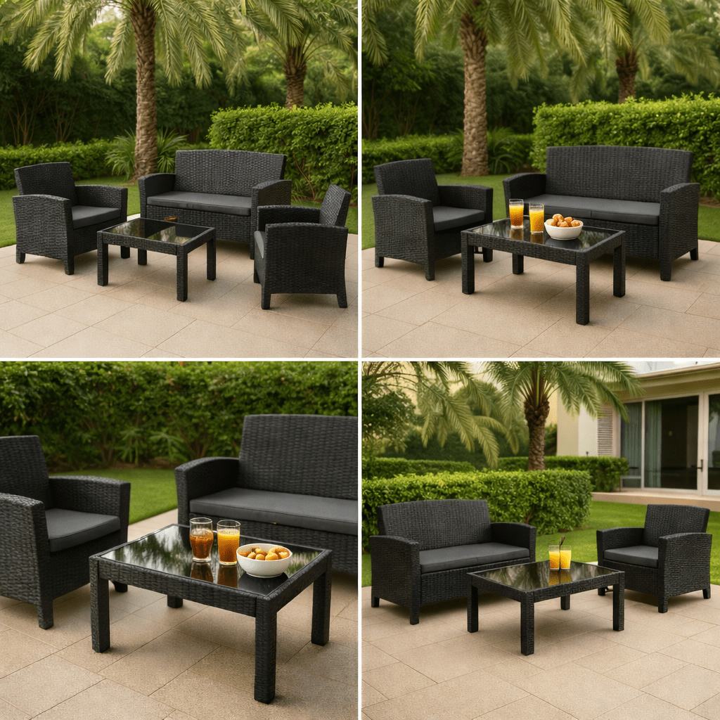 Hayate Serene Weave Lounge Set with Table (4 - Seater) | Luxury Outdoor Furniture | HAYATE