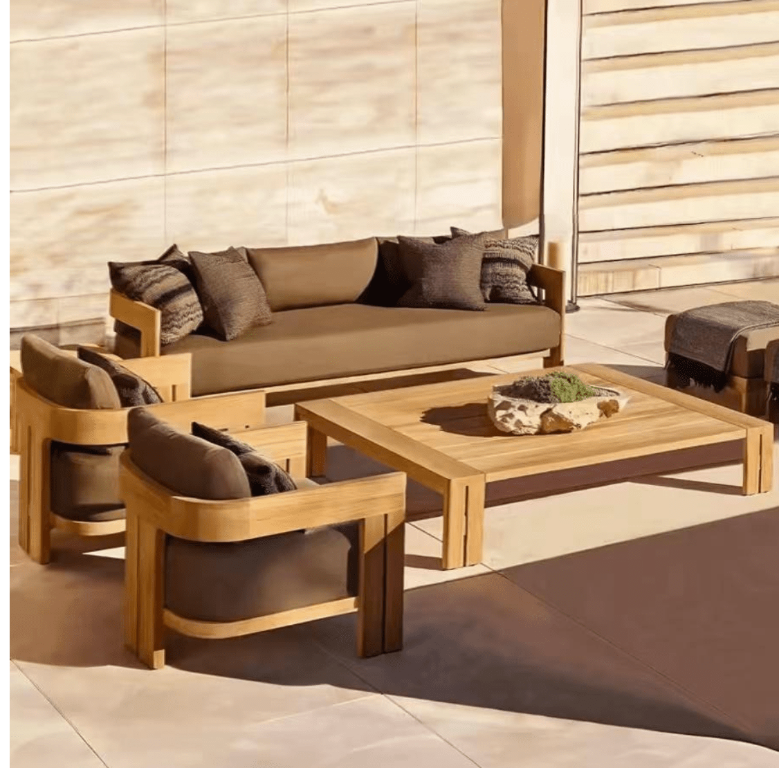 Hayate Solis Teak Outdoor Lounge Collection – 5 - Piece Set | Luxury Outdoor Furniture | HAYATE