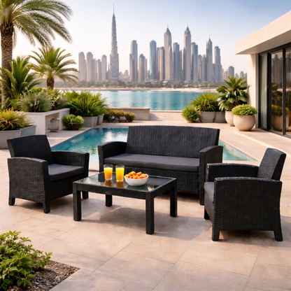 Hayate Serene Weave Lounge Set with Table (4-Seater)