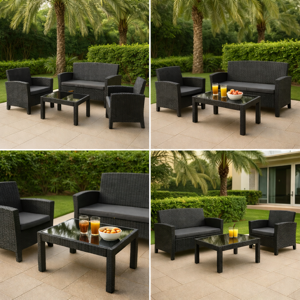 Hayate Serene Weave Lounge Set with Table (4-Seater)