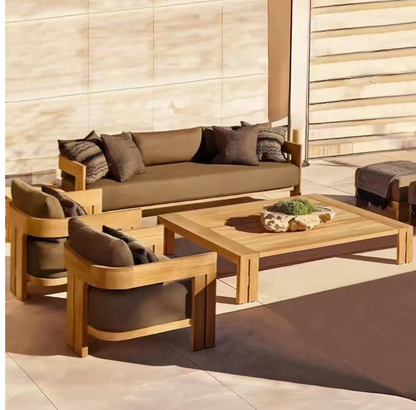Hayate Solis Teak Outdoor Lounge Collection – 5-Piece Set