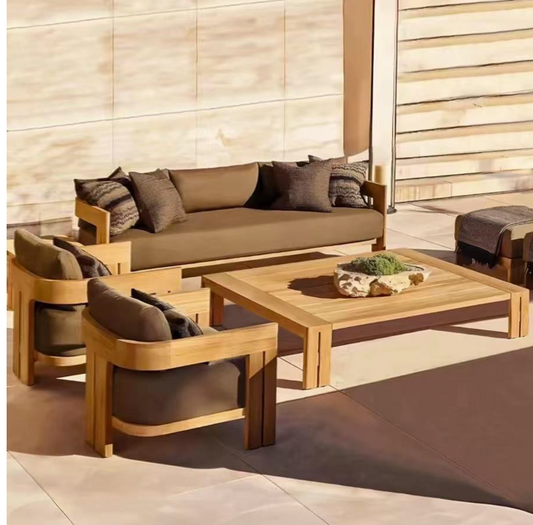 Hayate Solis Teak Outdoor Lounge Collection – 5-Piece Set