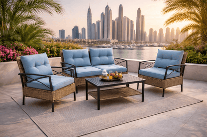 Hayate Azure Patio Lounge Set with Table (4 - Seater) | Luxury Outdoor Furniture | HAYATE