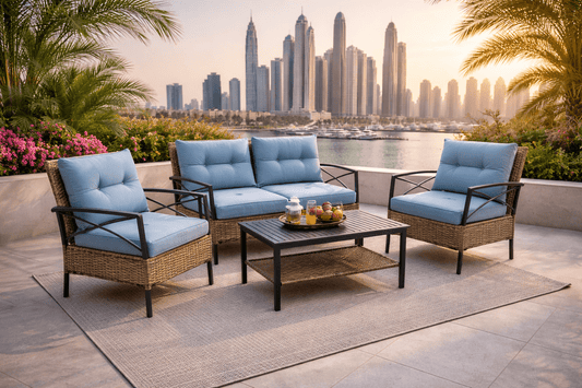 Hayate Azure Patio Lounge Set with Table (4 - Seater) | Luxury Outdoor Furniture | HAYATE