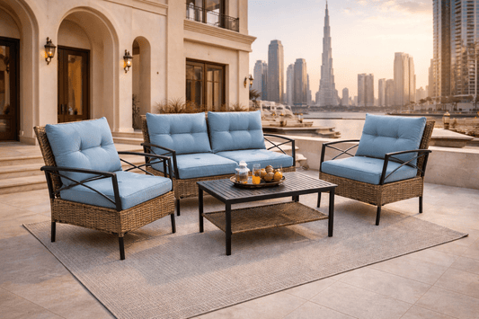 Hayate Azure Patio Lounge Set with Table (4 - Seater) | Luxury Outdoor Furniture | HAYATE