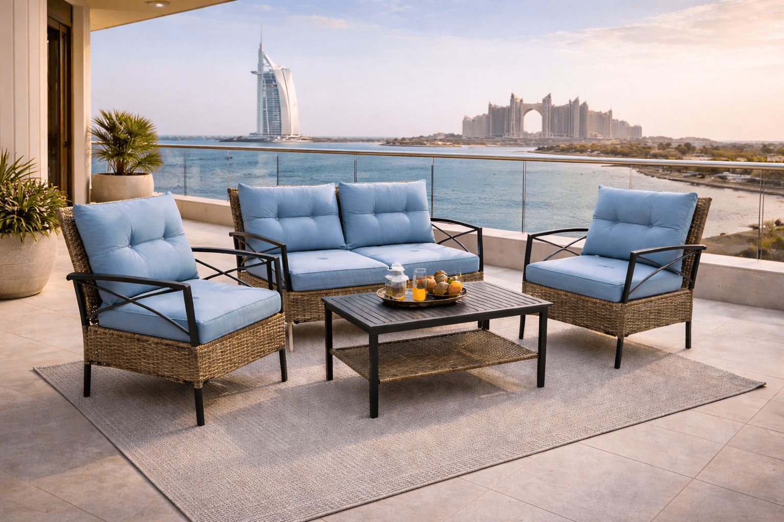 Hayate Azure Patio Lounge Set with Table (4 - Seater) | Luxury Outdoor Furniture | HAYATE