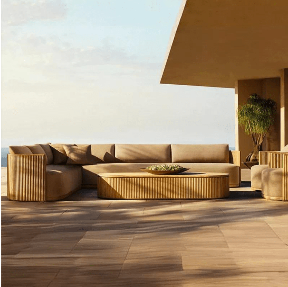 Hayate Dune Sculpted Teak Modular Lounge | Luxury Outdoor Furniture | HAYATE