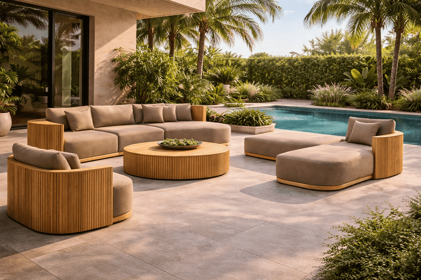 Hayate Dune Sculpted Teak Modular Lounge | Luxury Outdoor Furniture | HAYATE