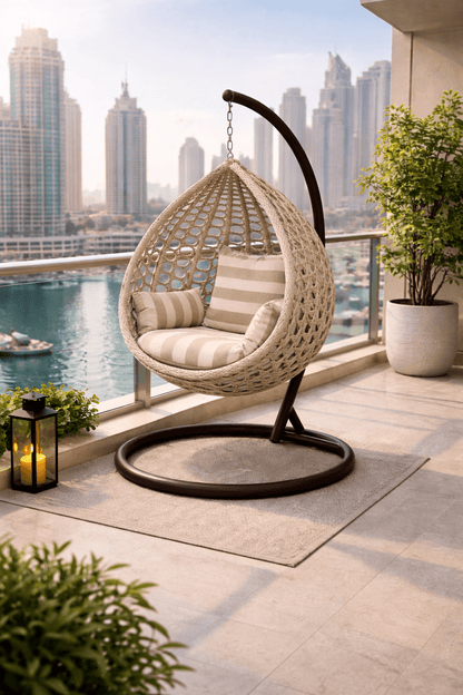 Hayate Palm Dune Luxury Hanging Egg Chair | Luxury Outdoor Furniture | HAYATE