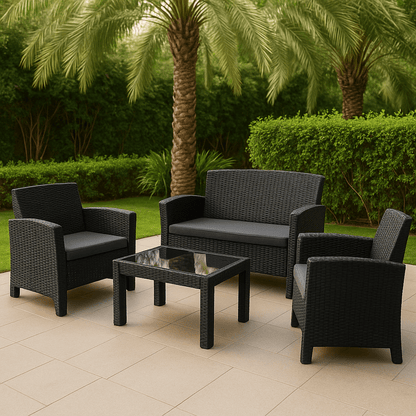 Hayate Serene Weave Lounge Set with Table (4 - Seater) | Luxury Outdoor Furniture | HAYATE