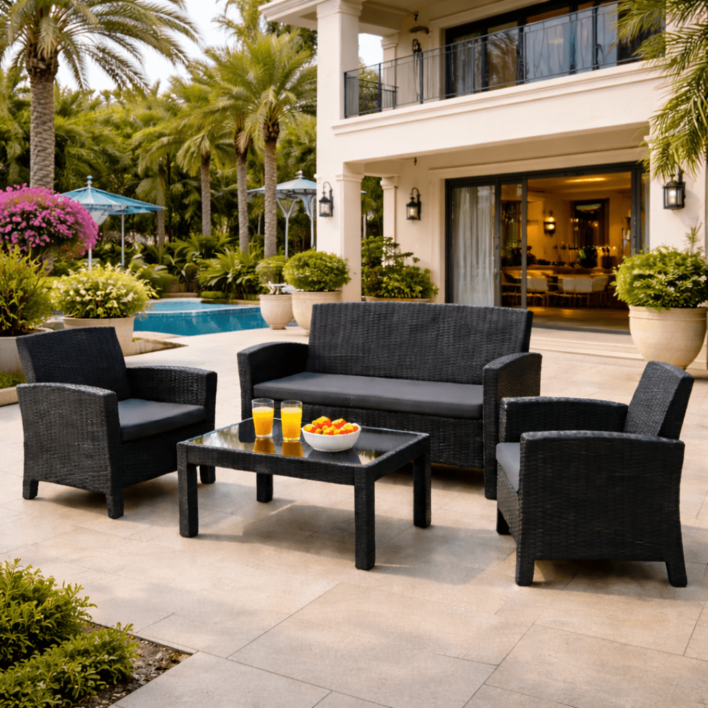 Hayate Serene Weave Lounge Set with Table (4 - Seater) | Luxury Outdoor Furniture | HAYATE
