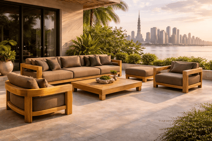 Hayate Solis Teak Outdoor Lounge Collection – 5 - Piece Set | Luxury Outdoor Furniture | HAYATE