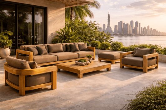 Hayate Solis Teak Outdoor Lounge Collection – 5 - Piece Set | Luxury Outdoor Furniture | HAYATE
